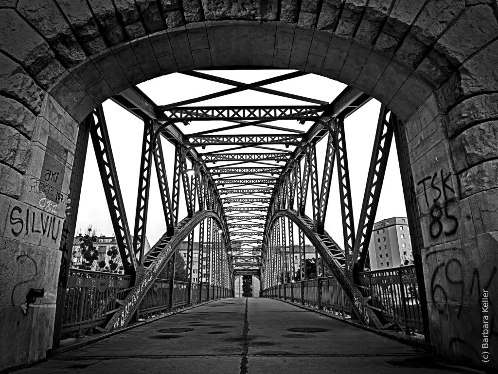 B/W Foto Döblinger Steg: Brücke in Wien